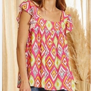 🆕 Savanna Jane Pink Diamond Print Blouse 1X 2X